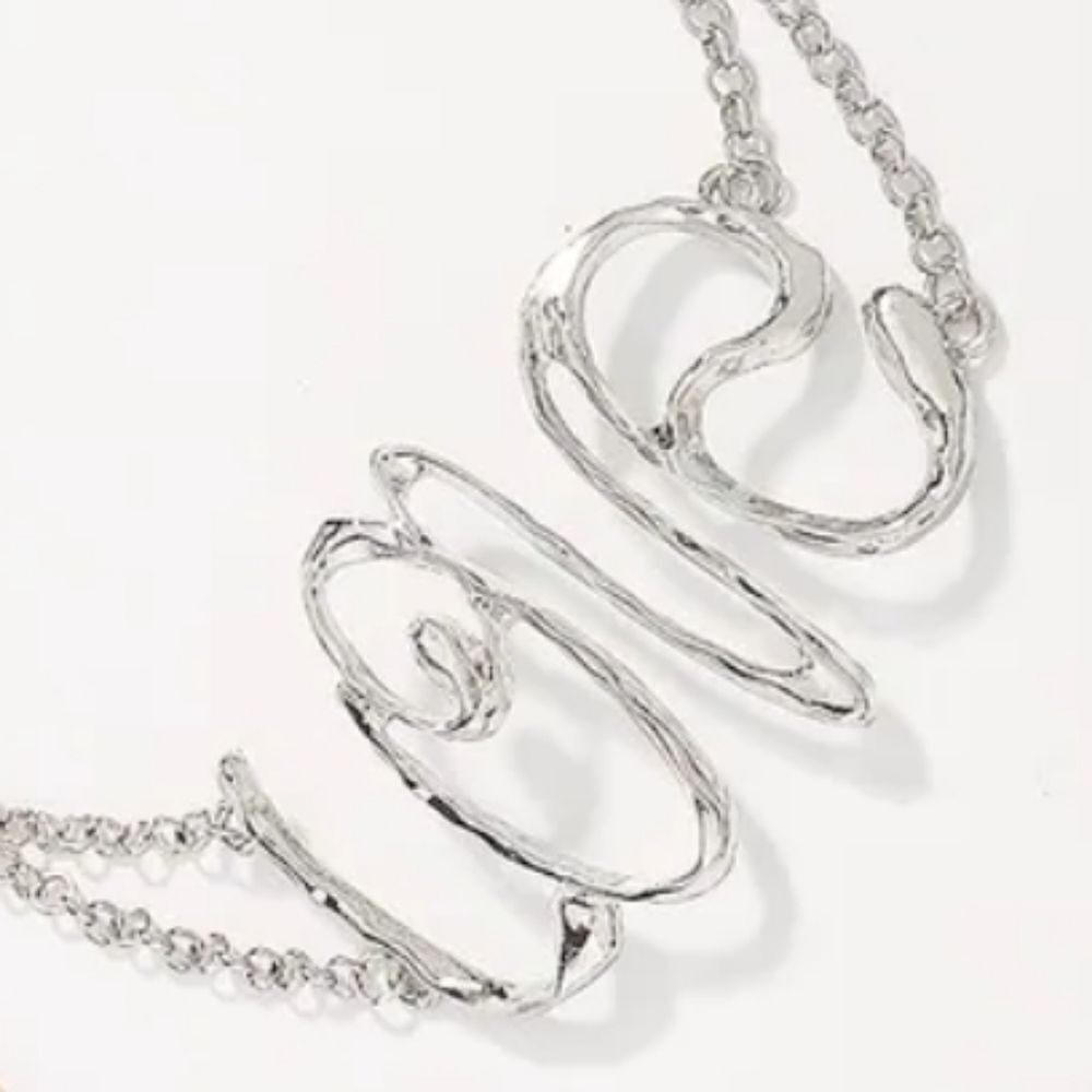 New Zara LOVE  silver graphic choker necklace